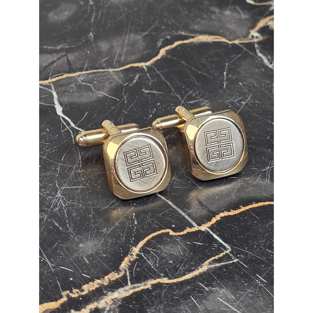 Givenchy Paris Vintage 4G Logo Gold and Silver Cufflinks